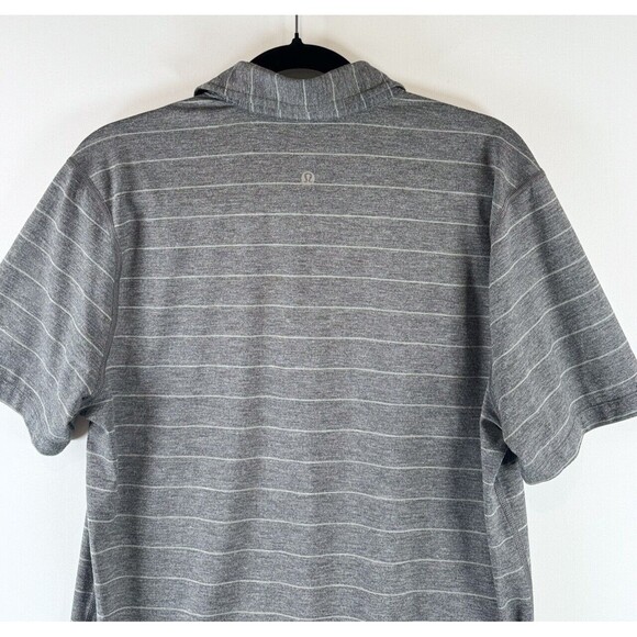 Lululemon Mens Polo Shirt Gray Evolution Short Sleeve Striped Performance Small - Picture 7 of 8